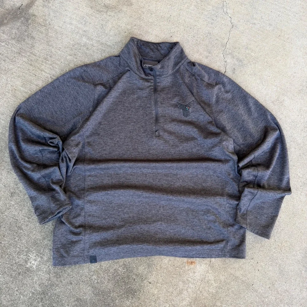 OGIO Pegasus Mens Quarter Zip Pullover Heathered Grey Golf Sweater Large